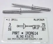 3/16 BLIND RIVET DOMED HD .751-.875 GRIP ALUMINUM RIVET ALUMINUM MANDREL (500)