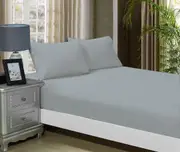 1000TC Ultra Soft Fitted Sheet & Pillowcase(s) Set - Single/Double Queen/King/Super King Size Bed - Silver