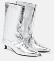 [Jil Sander] Jil Sander Metallic leather ankle boots AU 4 silver