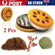 2pcs 55mm Biscuit Metal Tobacco Crusher Hand Muller Smoke Herbal Herb Grinder AU