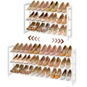 3-Tier Expandable Shoe Rack, Adjustable Shoe Shelf Storage Organizer Space Sa...