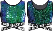 [iEFiEL] Shiny Tank Top for Girls Sequins Camisole Party Vest Glitter Tees Jazz Hip Hop Dance Costumes
