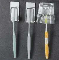 在飛比找樂天市場購物網優惠-不鏽鋼牙刷架 杯架 漱口杯架 牙刷架 掛勾 免釘免鑽 黏貼式