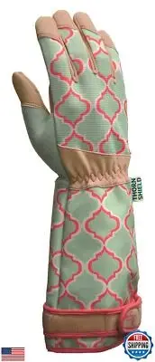 Digz Rose Pruning Vegan Leather Garden Gloves, Long Forearm Protective Cuff w
