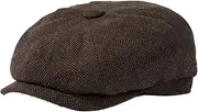 [TOP-EX] L/XL/XXL Wool Tweed Newsboy Cap for Men Baker Boy Hat Flat Peak Cap Warm Winter Hat Vintage Gatsby Ivy Golf Cabbie Hat, 95574-Brown-Herringbone, l