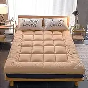 Japanese Style Thick Mattress Four Seasons futon Suitable for Student Dormitory Portable Sleeping pad Medium Double Bed Folding roll up Floor Mattress(Yellow,90 * 200CM)