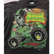 SALE Retro Grave Digger T-Shirt Size XL Monster Truck 90s basic black Unisex