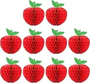 10 Packs Honeycomb Tissue Paper Apple, Kalolary Hanging Paper Apple Fruit Decoration Back to School Hanging Apple Supplies for School Garden Room Baby Shower Birthday Party Decorations, Red (4 Inch)