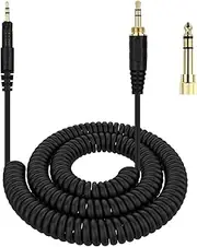 ATH-M50x Cable Replacement Coiled Audio Aux Cord Compatible with Audio Technica ATH-M50x / ATH-M40x / ATH-M70x / ATH-M60X Headphones, with 6.35mm(1/4") Adapter
