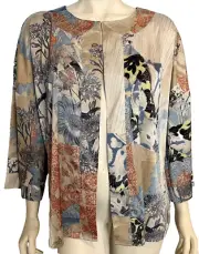NWT Chico's Travel Collection Patchwork Print Short Sleeve Jacket Size XL