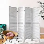 Artiss Room Divider, Folding Wooden Privacy Portable Screen Shelf Dividers Partition Wall Screens Home Pet Child Indoor Balcony Bedroom Furniture, Separator Water-Resistant White