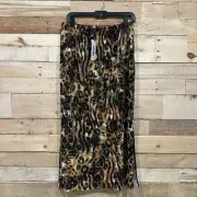 NWT DKNY Pull On Skirt Size Large Maxi Long Side Slit Animal Print Elastic Waist