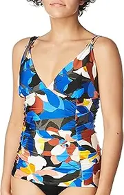 [Calvin Klein] Women's Standard Barbell Tankini Top, Nectar Multi, Small, Nectar Multi, Small