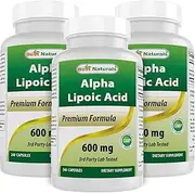 Best Naturals Alpha Lipoic Acid (ALA) 600 mg 240 Count (Pack of 3)