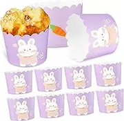 Ciieeo 100 Pcs Rabbit Pattern Cupcake Cups Greaseproof Muffin Liners for Baking Cute Cartoon Design for Parties for Desserts Muffins and More