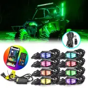8x RGB LED Rock Lights Wire Kit Bluetooth Underbody Light For Polaris RZR XP1000