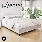Artiss Bed Frame Double Size Mattress Base Metal Platform Fabric Grey MASON
