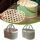 with Lid Bamboo Basket Handmade Egg Basket for Mooncake Snacks