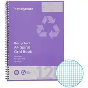 Studymate A4 Recycled Spiral Grid Notebook 128 Page