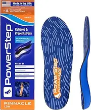 PowerStep Insoles, Pinnacle Low Arch, Flat Feet Pain Relief Insole, Low Arch Support Orthotic for Women and Men, Blue/Orange, Men's 6-6.5 / Women's 8-8.5