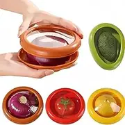 MYLEUS 4 Pcs Fridge Vegetable and Fruit Storage Containers, Reusable BPA Free Food Saver Set for Avocado Onion Tomato Lemon, Leakproof Keeper for Longer Freshness