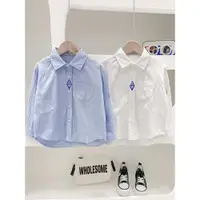 在飛比找ETMall東森購物網優惠-童裝男孩寶寶時髦春季休閑白襯衫