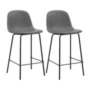 Oikiture 2x Bar Stools Kitchen Dining Chair Counter Stool PU Leather Grey