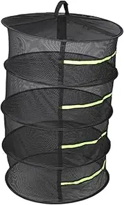 ROMISBABA 4-layer Herb Drying Net Foldable Zipper Plant Drying Rack Lightweight Collapsible for Rosemary