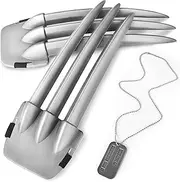 3 Pcs Plastic Wolf Claws,Wolve Claws Cosplay Costume Props,Wolf Claw Toy for Halloween Party Grey