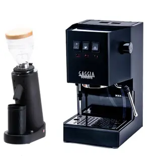 【GAGGIA】CLASSIC專業半自動咖啡機-黑色+TIAMO K40R 錐刀磨豆機(HG0195BK+HG1559BK)