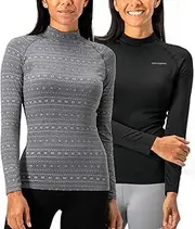 [DEVOPS] Women's 2 Pack Thermal Turtle Long Sleeve Shirts Compression Baselayer Tops