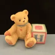 Cherished Teddies Bear With ABC "H" Letter Block 158488H 1995 - No Box