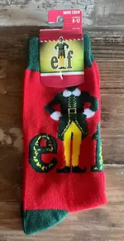 Bioworld Buddy the Elf Movie MEN'S Crew Socks Size 8-12 Christmas Will Ferrelll