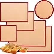 Baking Mats Set of 6-2 Half Sheets Mats + 2 Quarter Sheet Liner + 1 Round & 1 Square Cake Pan Mat - 100% Nonstick Reusable Silicone Mat- Bake Pastry for Cookie and Macaron