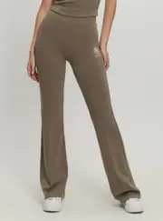 GUESS Women's Brown Elea Flare Active Leggings Size: Medium, Spandex