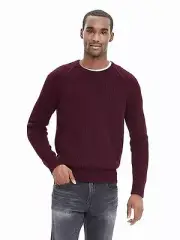 NEW Banana Republic Mens Rich Merino Wool Bld Sweater Waffle Burgundy XL $98 NWT