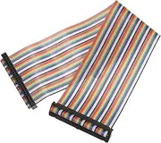 uxcell IDC Rainbow Wire Flat Ribbon Cable 2.54mm Pitch 50 Pin Connection Line FC Dual Female Black Connector for DIY Experiment 1 Ft Length 1 Pcs