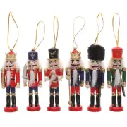 6 Pcs Miniature Nutcracker Christmas Decor Banner Hand-painted Craft