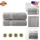 Luxurious 800GSM Cotton Bath Towel Set - 2 Soft Sheets 34" x 68" in Silver