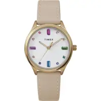 在飛比找momo購物網優惠-【TIMEX】天美時 復刻系列 32毫米彩色水晶仕女手錶 奶