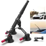 Triple Suction Cup Car Mount Kit with 2In1 Extension Pole/Selfie Stick, Quick Re