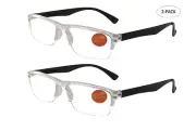 2x Reading Glasses Semi Rimless Transparent Crystal +1.0 1.5 2.0 2.5 3.0 3.5