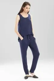 Josie Natori Womens Size XS Tees Swing Tank Top Sleep Shirt Navy Blue $38 776