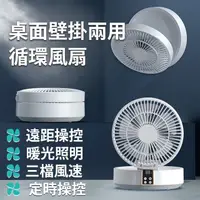 在飛比找PChome24h購物優惠-Besthot 桌面壁掛兩用循環風扇 露營電扇 LED照明燈