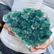 5.4lb NATURAL Green Cube FLUORITE Quartz Crystal Cluster Mineral Specimen