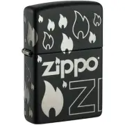 Zippo Lighter Flame Matte Black Metal Construction Refillable Windproof 48908