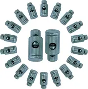 [FLYCHI] Grey Drawstring Stopper Cord Locks with Single Hole Round Spring Toggle and Wide Push Buttons for Barrel Lace Locks, Bags, Paracord, Jackets, Luggage, 2pcs