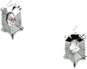 [JewelryWeb] 14k White Gold CZ Simulated Diamond Tortoise Shaped Screw Back Earrings 8x4mm Stud Earring for Women