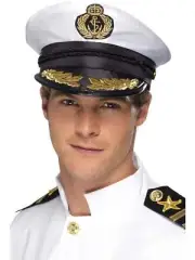 White Sailor Captains Cap Halloween Stag Fancy Dress Costume Hat Accessory
