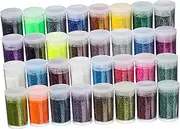 NUOBESTY 32pcs 32 Color Glitter Powder Set Glitter for Crafts Colorful Glitter Powder Crafts Glitter Decorations Craft Glitter Festival Glitter Fine Glitter Powder Glitter Powder Bottles